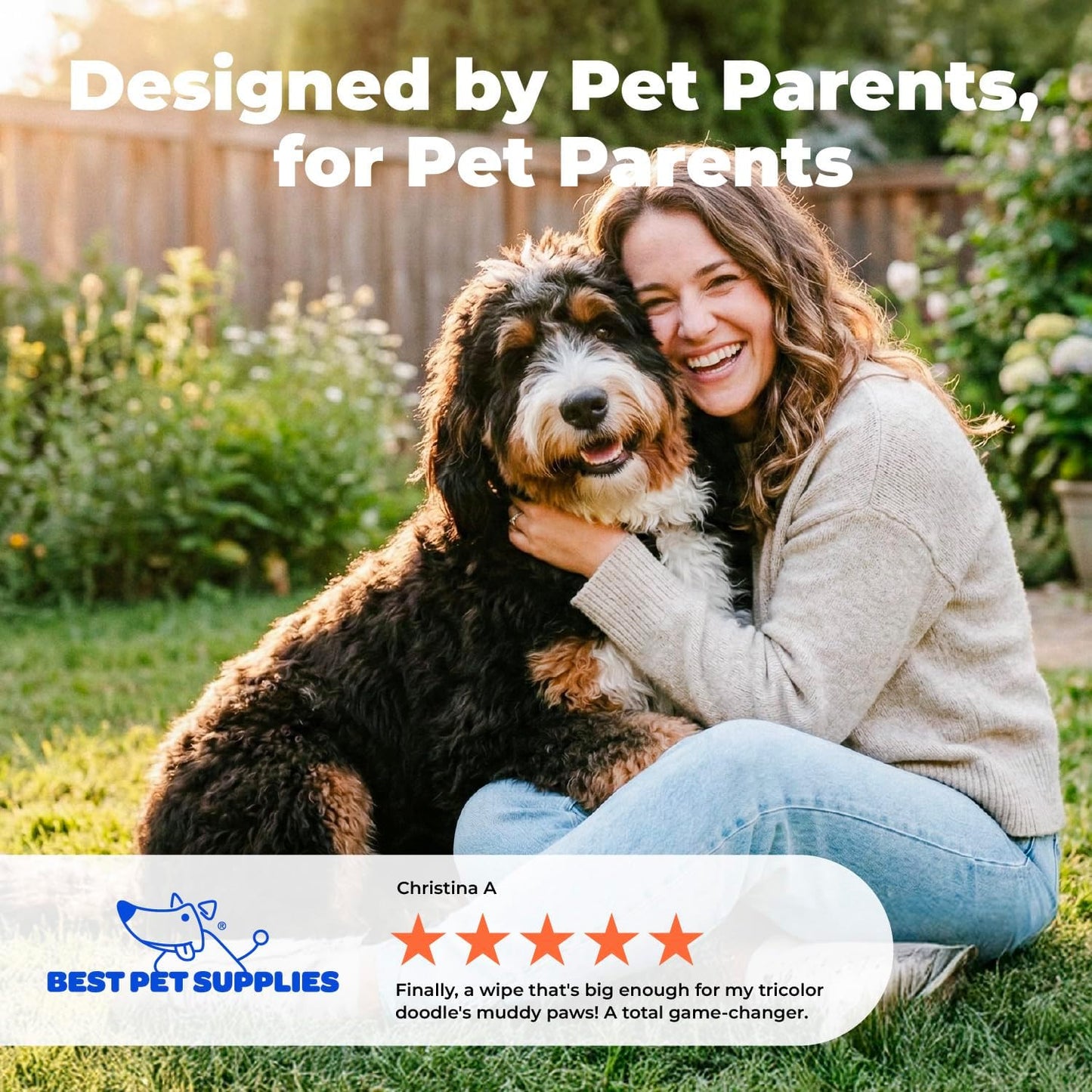 8" X 9" Large Dog Wipes - Cleaning and Deodorizing for Paws and Coat - Gentle Formula with Coconut Vitamin E for Puppies and Cats - 100 Count